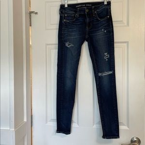 American Eagle Dark Wash Distressed Jeggings